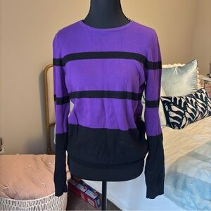 Ralph Lauren Purple and Black Striped Sweater
